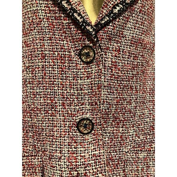 Y2K Austin Reed Silk Blend Tweed Jacket M Blazer Single Breasted Two Button - Picture 2 of 6